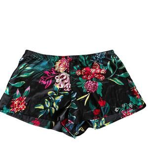 Stars Above Women's Black Floral Print Satin Pajama Shorts - Size XXL - NWT
